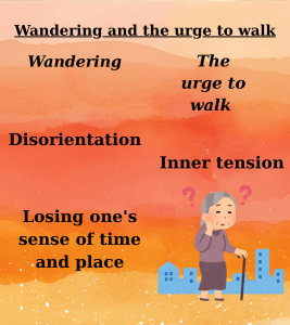 A professional educational infographic designed for dementia caregivers. The main heading is 